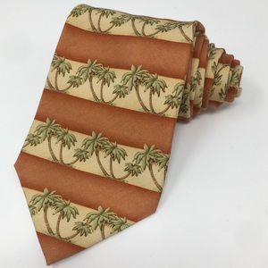 Tommy Bahama Palm Tree Striped Tie 100% Silk